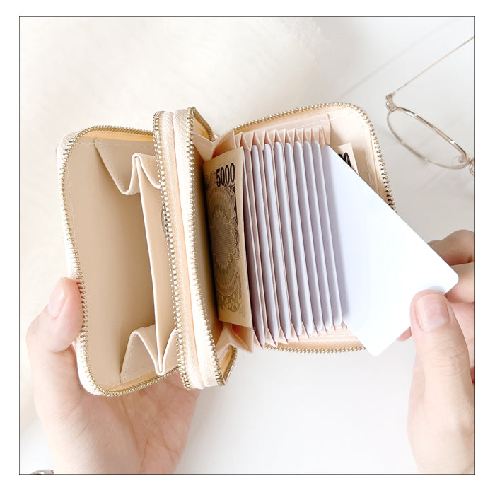 【財布の百貨店公式】 蛇腹 ダブルファスナー 財布 2ndステンドグラス 本革 レディース カード収納 ミニ財布 小さい財布 使いやすい 牛革 革財布 ラウンド型財布 エナメル 【安心の返品保証付き】