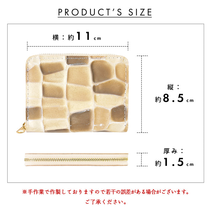 【財布の百貨店公式】 蛇腹 シンプル財布 本革 財布 2ndステンドグラス レディース ラウンド型ファスナー ミニ財布 カード入れ エナメル 牛革 【安心の返品保証付き】