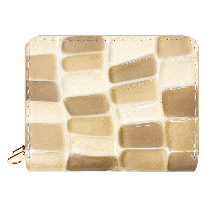 【財布の百貨店公式】 蛇腹 ダブルファスナー 財布 2ndステンドグラス 本革 レディース カード収納 ミニ財布 小さい財布 使いやすい 牛革 革財布 ラウンド型財布 エナメル 【安心の返品保証付き】