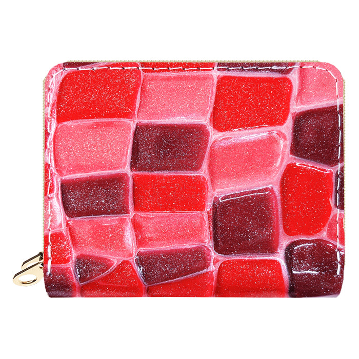 【財布の百貨店公式】 蛇腹 ダブルファスナー 財布 2ndステンドグラス 本革 レディース カード収納 ミニ財布 小さい財布 使いやすい 牛革 革財布 ラウンド型財布 エナメル 【安心の返品保証付き】