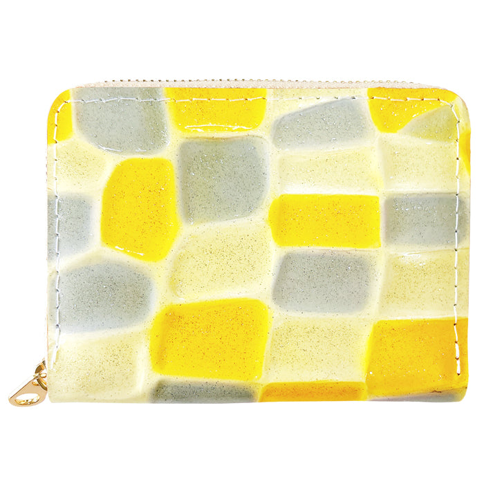 【財布の百貨店公式】 蛇腹 シンプル財布 本革 財布 2ndステンドグラス レディース ラウンド型ファスナー ミニ財布 カード入れ エナメル 牛革 【安心の返品保証付き】