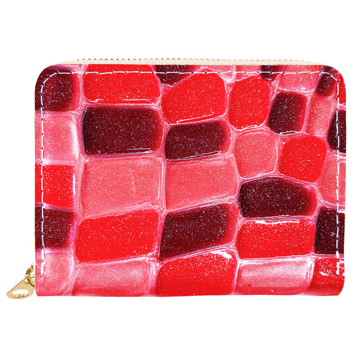 【財布の百貨店公式】 蛇腹 シンプル財布 本革 財布 2ndステンドグラス レディース ラウンド型ファスナー ミニ財布 カード入れ エナメル 牛革 【安心の返品保証付き】