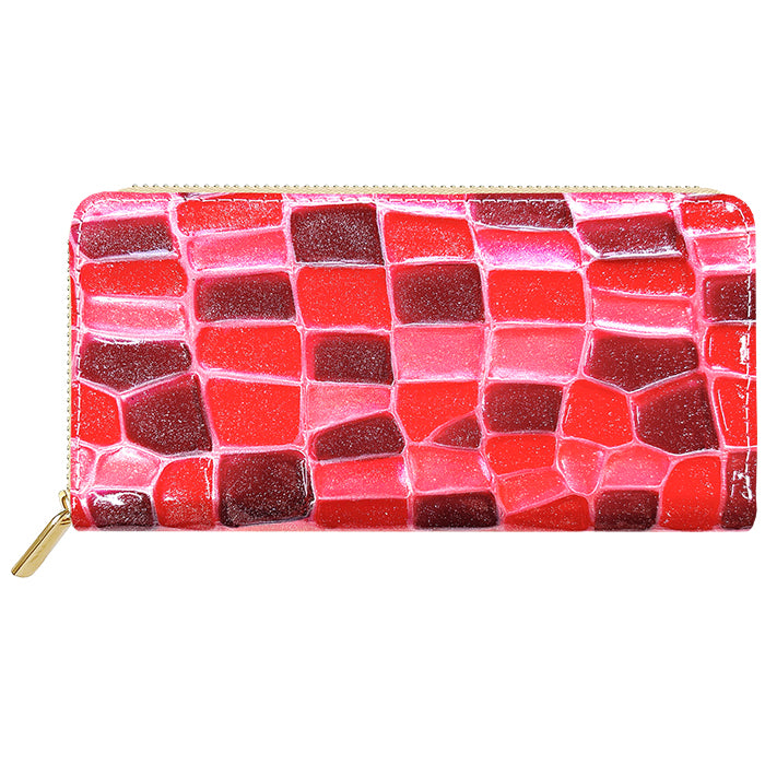 【財布の百貨店公式】 本革 2ndステンドグラス 蛇腹 カードポケット付き 財布 長財布 ラウンド型ファスナー レディース 大容量 【安心の返品保証付き】