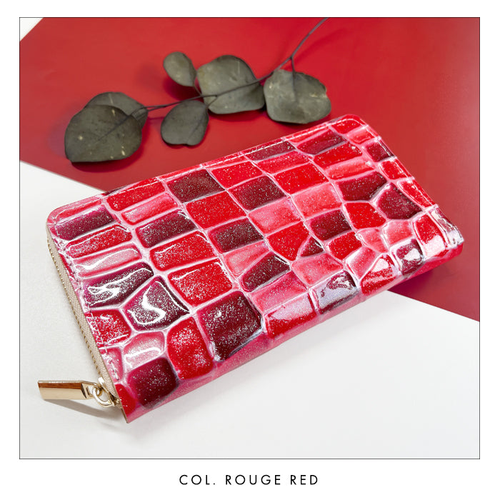 【財布の百貨店公式】 本革 2ndステンドグラス 蛇腹 カードポケット付き 財布 長財布 ラウンド型ファスナー レディース 大容量 【安心の返品保証付き】