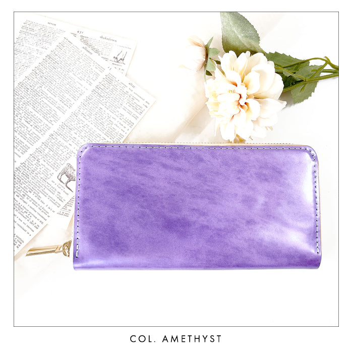 【財布の百貨店公式】 アダマス 長財布 本革 財布 ラウンド型ファスナー レディース メンズ 大理石風 大容量 カード収納【安心の返品保証付き】