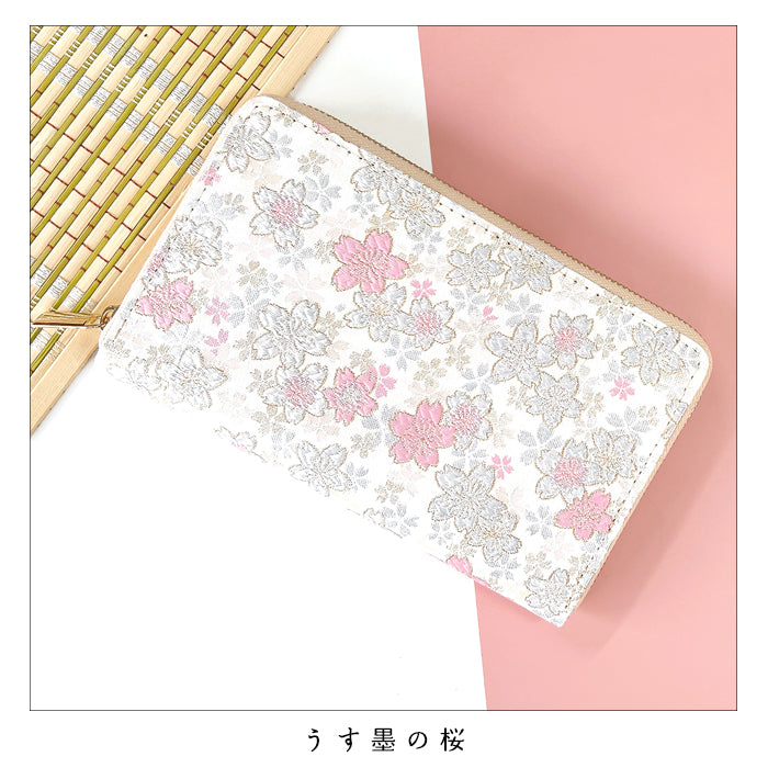 【財布の百貨店公式】 通帳も入る長財布 西陣織 明 パスポート 母子手帳 ケース 大容量 多機能 ラウンドファスナー レディース 和柄 和 金襴【安心の返品保証付き】