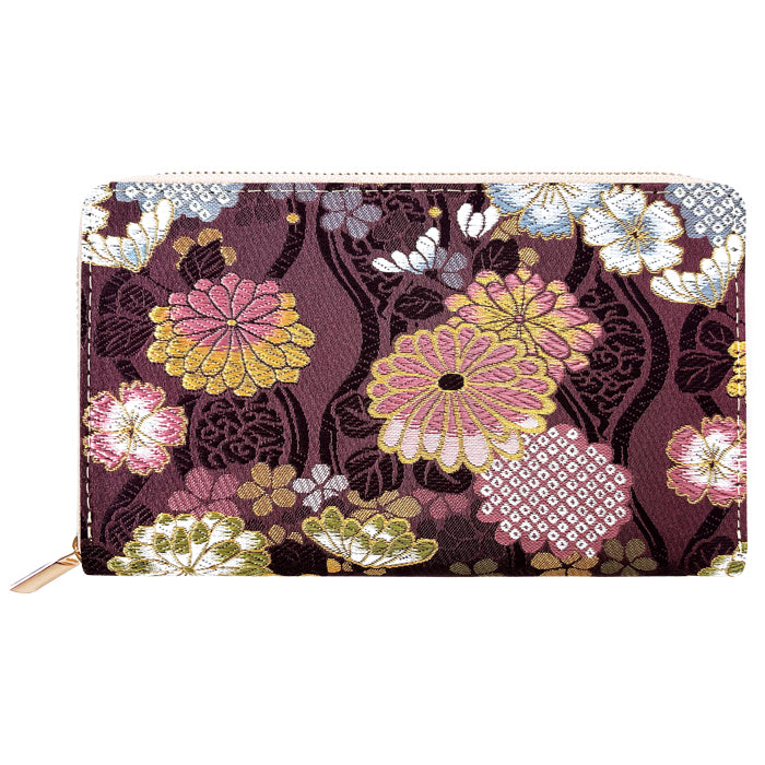 【財布の百貨店公式】 通帳も入る長財布 西陣織 明 パスポート 母子手帳 ケース 大容量 多機能 ラウンドファスナー レディース 和柄 和 金襴【安心の返品保証付き】