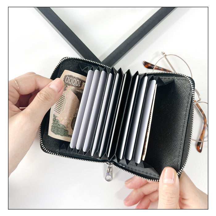 【財布の百貨店公式】 本革 ベーシックダンディ 蛇腹 シンプル財布 財布 ラウンド型ファスナー 牛革 メンズ 型押し ミニ財布 サイフ 【安心の返品保証付き】