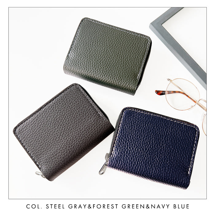 【財布の百貨店公式】 蛇腹 ダブルファスナー 財布 本革 型押し カード収納 ミニ財布 小さい財布 使いやすい 牛革 革財布 ラウンド型財布 ベーシックダンディ 【安心の返品保証付き】