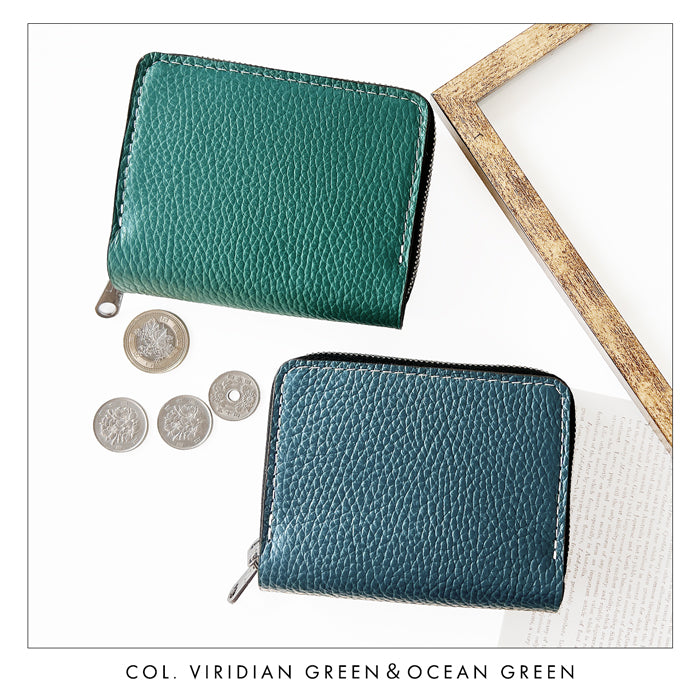 【財布の百貨店公式】 蛇腹 ダブルファスナー 財布 本革 型押し カード収納 ミニ財布 小さい財布 使いやすい 牛革 革財布 ラウンド型財布 ベーシックダンディ 【安心の返品保証付き】