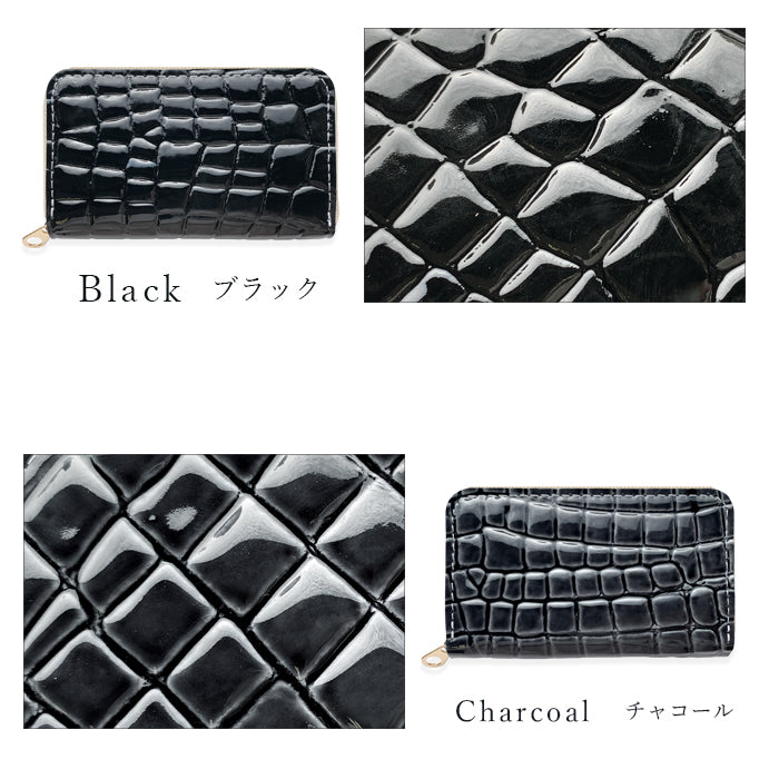 【財布の百貨店公式】 本革 コインケース 美クロコダイル 型押し 小銭入れ コンパクト ラウンドファスナー わに柄 ワニ柄 【安心の返品保証付き】