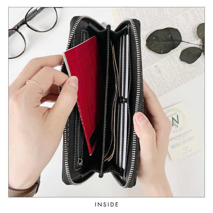 【財布の百貨店公式】 通帳も入る長財布 イギリス製 ブライドルレザー マルチケース 本革 パスポート 母子手帳 ケース 大容量 多機能 ラウンドファスナー メンズ 【安心の返品保証付き】