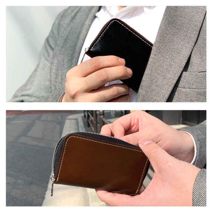 【財布の百貨店公式】 本革 コードバン コインケース ラウンドファスナー ポーチ 小型財布 小銭入れ コンパクト 小物入れ 馬革 ホースレザー 革 高級 レザー ケース 【安心の返品保証付き】