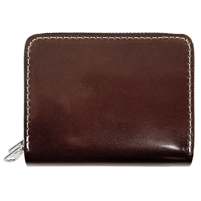 【財布の百貨店公式】 本革 コードバン 蛇腹 ダブルファスナー 財布 馬革 メンズ カード収納 ミニ財布 小さい財布 ラウンド型財布 ホースレザー 【安心の返品保証付き】