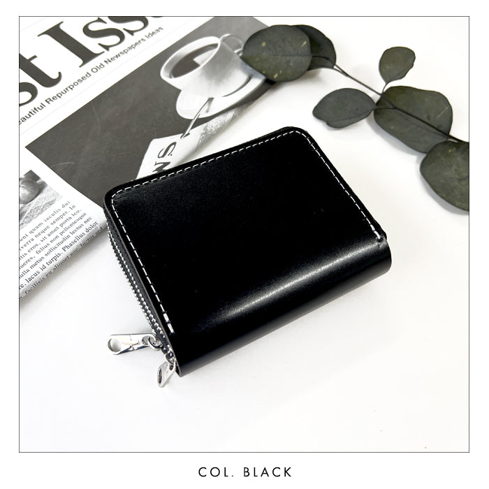 【財布の百貨店公式】 本革 コードバン 蛇腹 ダブルファスナー 財布 馬革 メンズ カード収納 ミニ財布 小さい財布 ラウンド型財布 ホースレザー 【安心の返品保証付き】