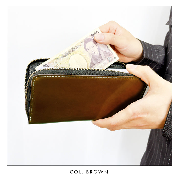 【財布の百貨店公式】 蛇腹 カードポケット付き 長財布 コードバン 馬革 本革 財布 ラウンド型ファスナー メンズ ホースレザー| 選ぶなら、“本物”を。コードバンと職人技が光る長財布。 【安心の返品保証付き】