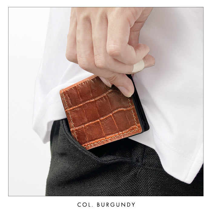 【財布の百貨店公式】 本革 クロコダイル 型押し ボックス型 コインケース 小銭入れ 革 コンパクト スリム 薄型 シンプル メンズ レディース 【安心の返品保証付き】