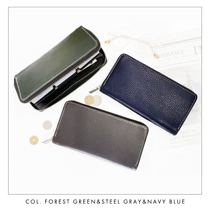 【財布の百貨店公式】 蛇腹 カードポケット付き 長財布 本革 型押し 財布 ラウンド型ファスナー メンズ ベーシックダンディ 【安心の返品保証付き】