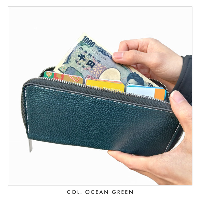 【財布の百貨店公式】 蛇腹 カードポケット付き 長財布 本革 型押し 財布 ラウンド型ファスナー メンズ ベーシックダンディ 【安心の返品保証付き】