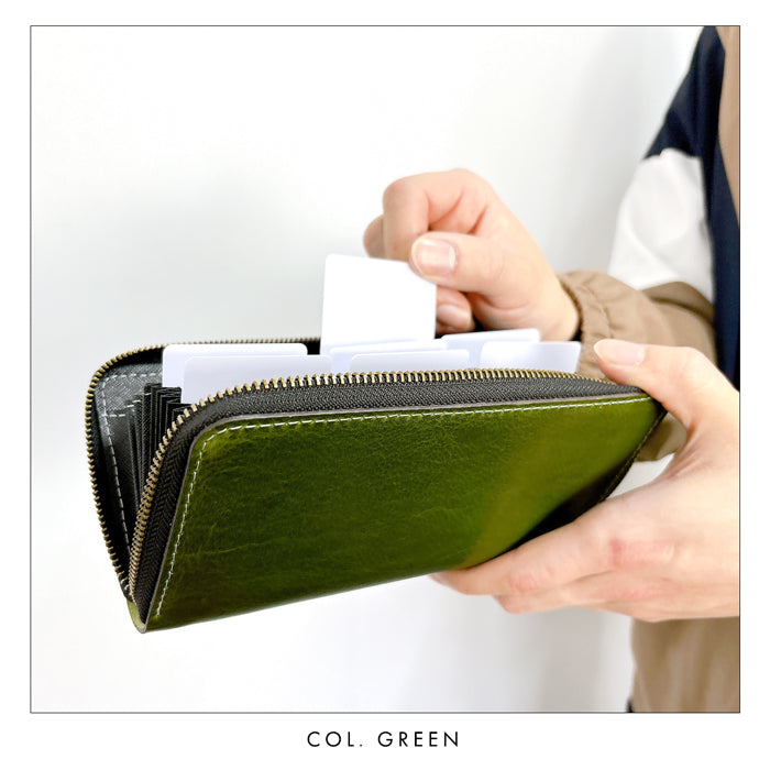 【財布の百貨店公式】 蛇腹 カードポケット付き 長財布 イタリア産 ダグラスレザー 本革 財布 ラウンド型ファスナー メンズ イタリアンレザー| 洗練された手触り、持つだけで格が上がる一品 【安心の返品保証付き】