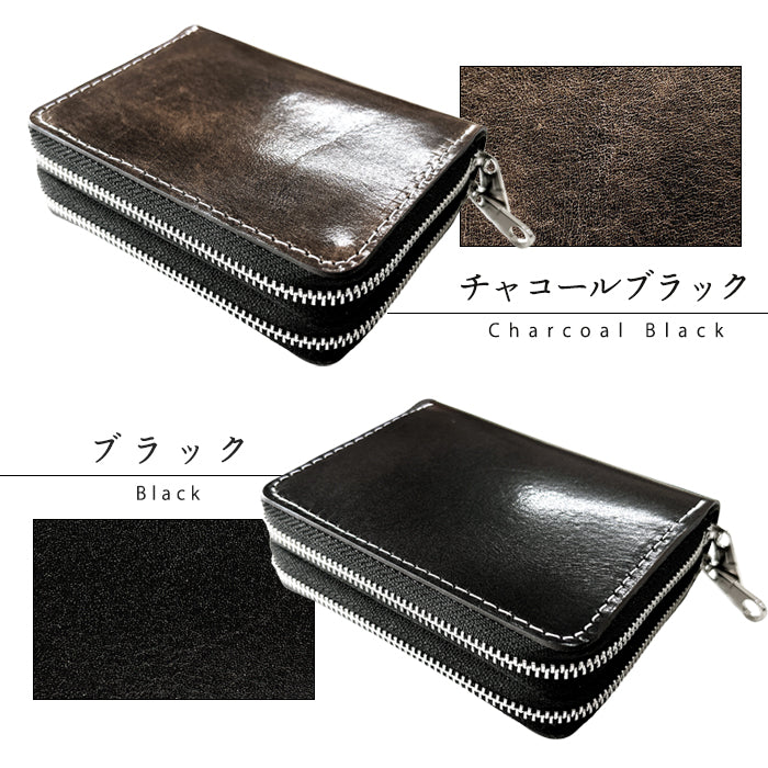 【財布の百貨店公式】 蛇腹 ダブルファスナー 財布 本革 イタリア産 ダグラスレザー カード収納 ミニ財布 小さい財布 使いやすい 牛革 革財布 ラウンド型財布 【安心の返品保証付き】