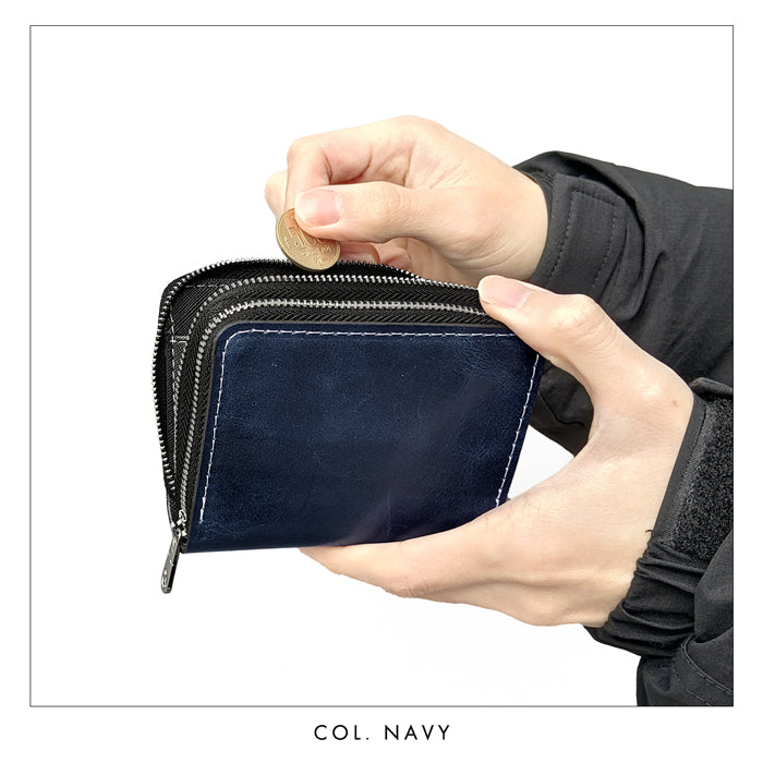 【財布の百貨店公式】 本革 蛇腹 ダブルファスナー カード収納 小さい財布 牛革 革財布 ラウンド型財布 Wファスナー ジェントルマン 牛ヌメ革 【安心の返品保証付き】