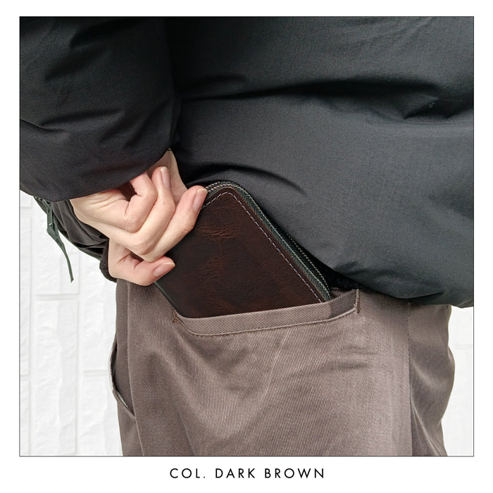 【財布の百貨店公式】 蛇腹 ダブルファスナー 財布 本革 カード収納 小さい財布 牛革 革財布 ラウンド型財布 Wファスナー ジェントルマン 牛ヌメ革 【安心の返品保証付き】