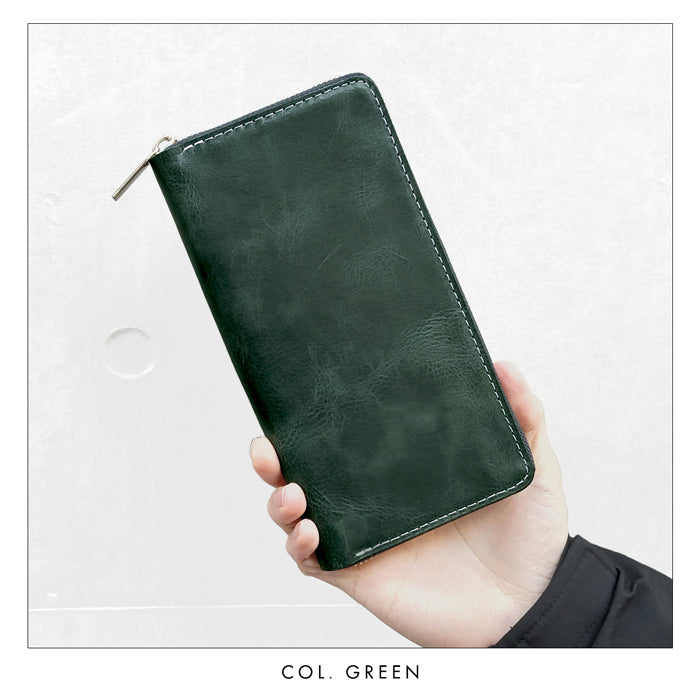 【財布の百貨店公式】 蛇腹 カードポケット付き 長財布 財布 本革 ラウンド型ファスナー 牛革 メンズ レディース ジェントルマン | 艶のある上品な牛ヌメ革を使用 【安心の返品保証付き】