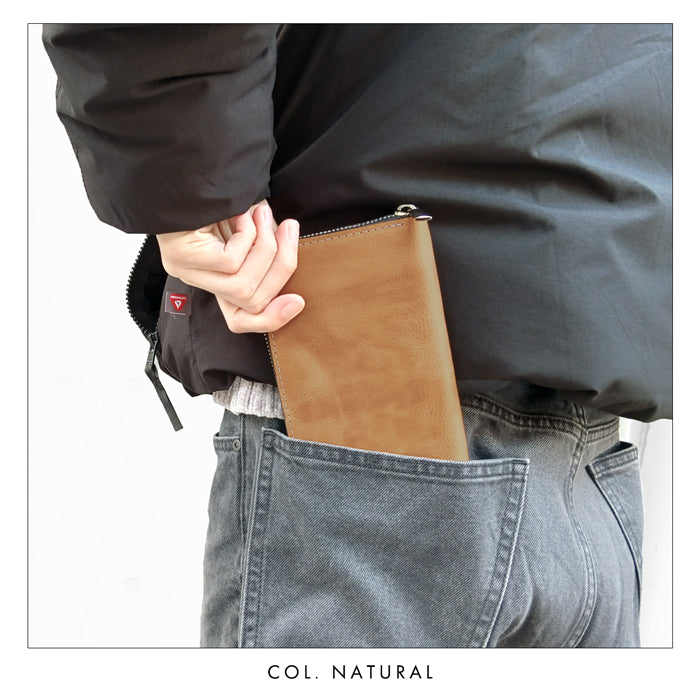 【財布の百貨店公式】 蛇腹 カードポケット付き 長財布 財布 本革 ラウンド型ファスナー 牛革 メンズ レディース ジェントルマン | 艶のある上品な牛ヌメ革を使用 【安心の返品保証付き】