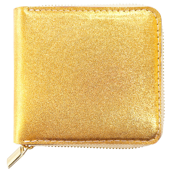 【財布の百貨店公式】本革 グリッター ラウンド型 二つ折り財布 レディース 財布 ラウンドファスナー 小銭入れ コンパクト ゴールド シルバー 【安心の返品保証付き】