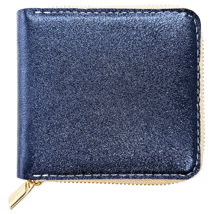 【財布の百貨店公式】本革 グリッター ラウンド型 二つ折り財布 レディース 財布 ラウンドファスナー 小銭入れ コンパクト ゴールド シルバー 【安心の返品保証付き】