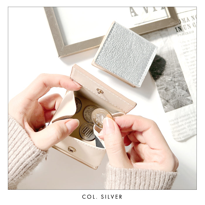 【財布の百貨店公式】 ボックス型 コインケース イタリア産 本革 グリッター 小銭入れ レディース 革 コンパクト スリム 薄型 牛革 クロム鞣し イタリアンレザー 【安心の返品保証付き】