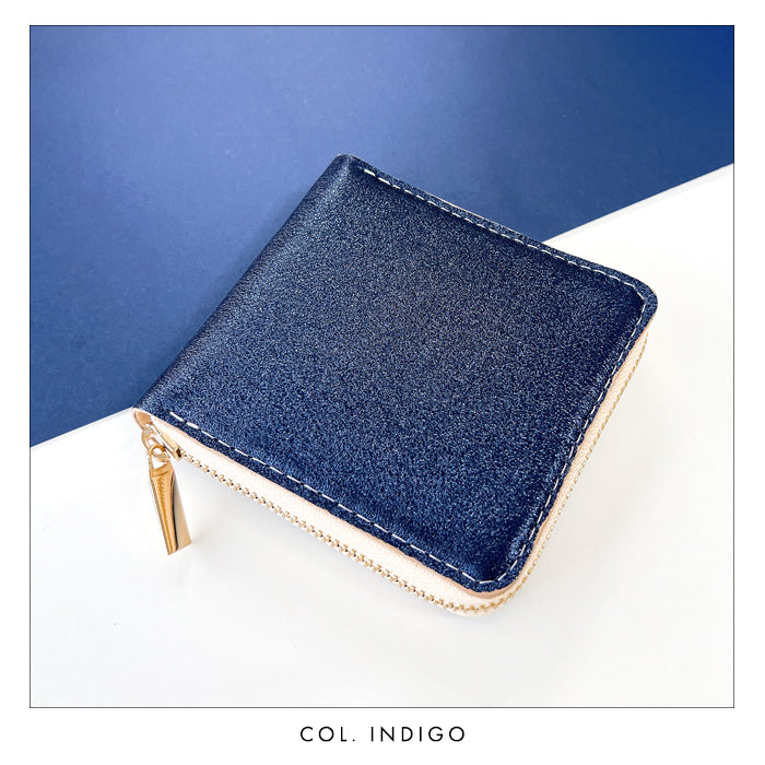 【財布の百貨店公式】本革 グリッター ラウンド型 二つ折り財布 レディース 財布 ラウンドファスナー 小銭入れ コンパクト ゴールド シルバー 【安心の返品保証付き】