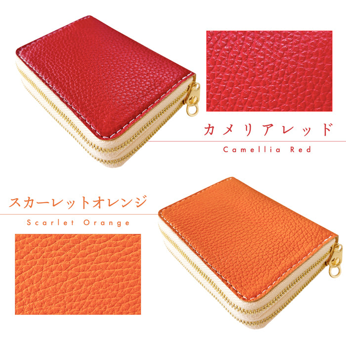 【財布の百貨店公式】 ちょっとハイソな本革 蛇腹 ダブルファスナー 財布 本革 型押し レディース カード収納 ミニ財布 小さい財布 使いやすい 牛革 革財布 ラウンド型財布 【安心の返品保証付き】