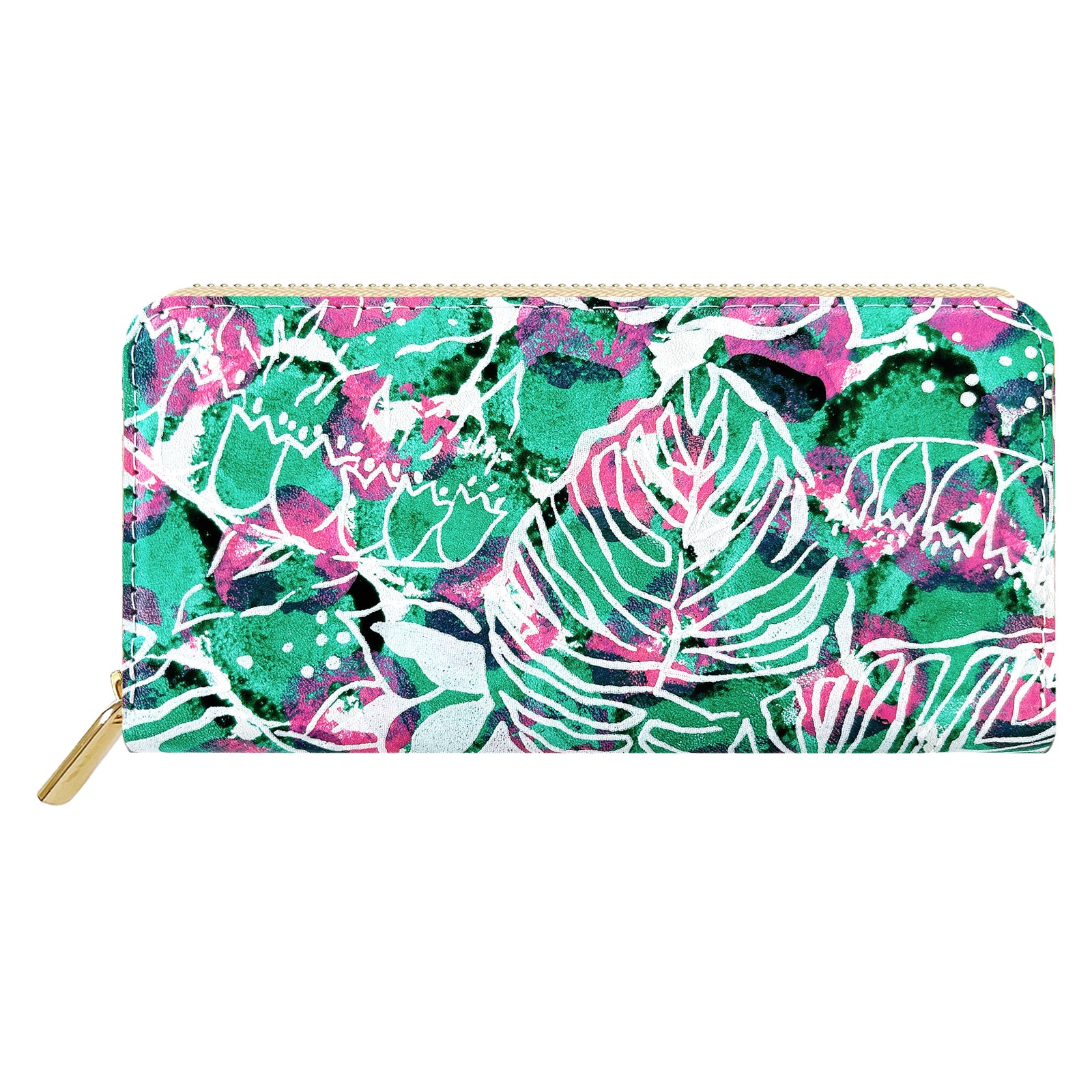 【財布の百貨店公式】 ハワイアン柄 長財布 本革 財布 ラウンド型ファスナー レディース メンズ 大容量 カード収納【安心の返品保証付き】