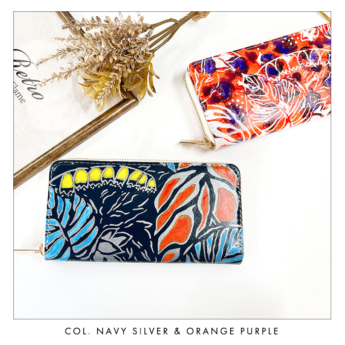 【財布の百貨店公式】 ハワイアン柄 長財布 本革 財布 ラウンド型ファスナー レディース メンズ 大容量 カード収納【安心の返品保証付き】