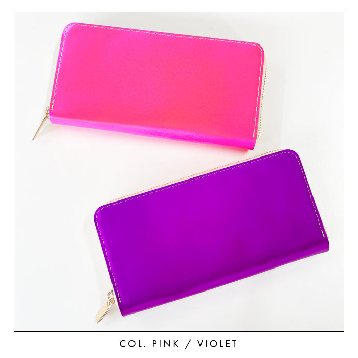 【財布の百貨店公式】 ネオンカラー 長財布 本革 財布 ラウンド型ファスナー レディース メンズ 大容量 カード収納 蛍光カラー【安心の返品保証付き】