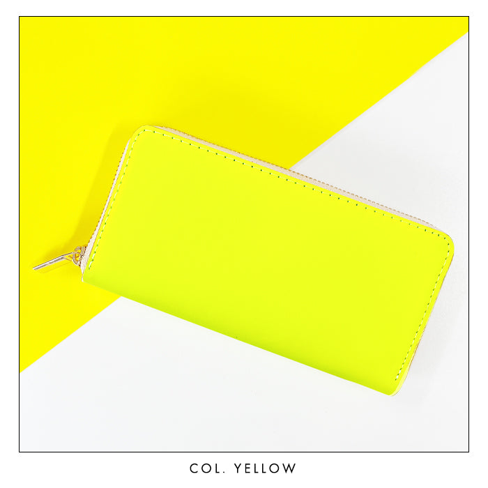 【財布の百貨店公式】 ネオンカラー 長財布 本革 財布 ラウンド型ファスナー レディース メンズ 大容量 カード収納 蛍光カラー【安心の返品保証付き】