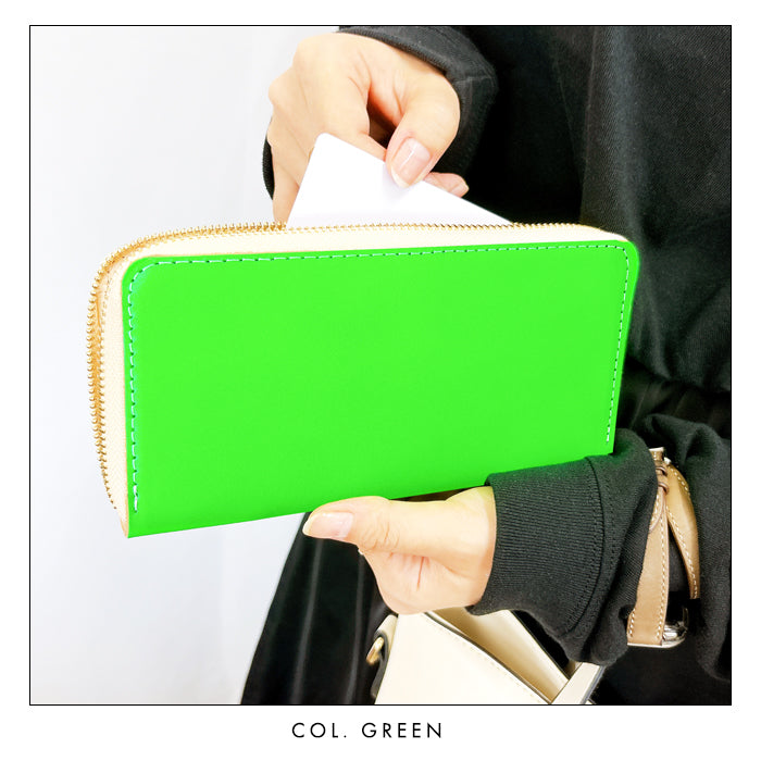 【財布の百貨店公式】 ネオンカラー 長財布 本革 財布 ラウンド型ファスナー レディース メンズ 大容量 カード収納 蛍光カラー【安心の返品保証付き】