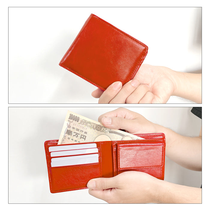 【財布の百貨店公式】 本革 フジムラレザー 二つ折り財布 財布 メンズ サイフ さいふ ウォレット 革 レザー カード収納 小銭入れ コインケース付き 牛革 WM-D1-05 【安心の返品保証付き】