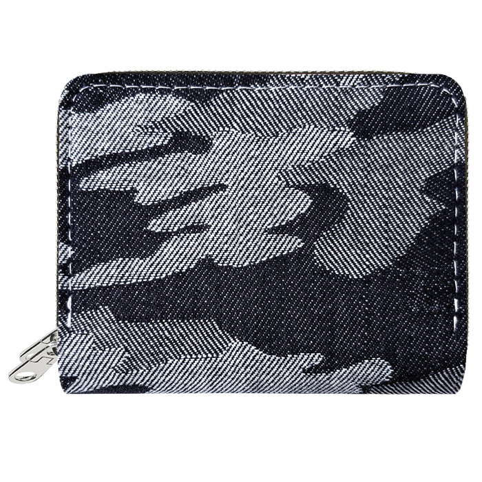 【財布の百貨店公式】 蛇腹 ダブルファスナー 財布 ジャガード デニム 蛇腹式 カード収納 小銭入れ ラウンドファスナー ラウンド財布 Wファスナー デニム生地 【安心の返品保証付き】