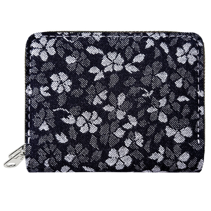 【財布の百貨店公式】 蛇腹 ダブルファスナー 財布 ジャガード デニム 蛇腹式 カード収納 小銭入れ ラウンドファスナー ラウンド財布 Wファスナー デニム生地 【安心の返品保証付き】