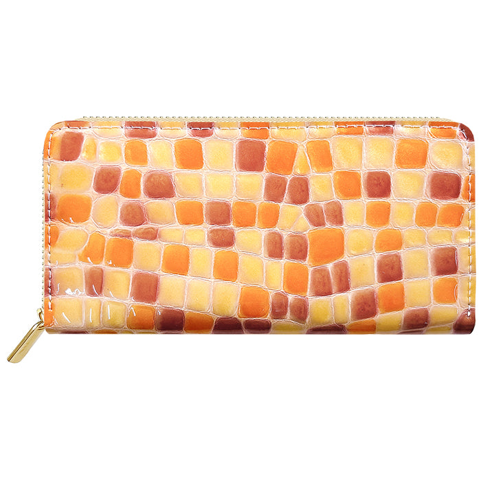 【財布の百貨店公式】 本革 ちょっと上品なステンドグラス 蛇腹 カードポケット付き 財布 長財布 レディース ラウンド型ファスナー【安心の返品保証付き】