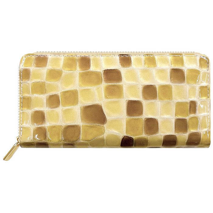 【財布の百貨店公式】 本革 ちょっと上品なステンドグラス 蛇腹 カードポケット付き 財布 長財布 レディース ラウンド型ファスナー【安心の返品保証付き】