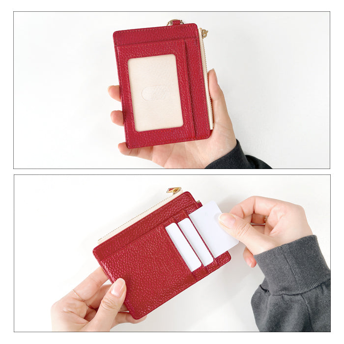 【財布の百貨店公式】 本革 上品な型押し 財布付き パスケース 定期入れ 小銭入れ カードケース 薄型 多機能 メンズ レディース PC2-P1-04 【安心の返品保証付き】