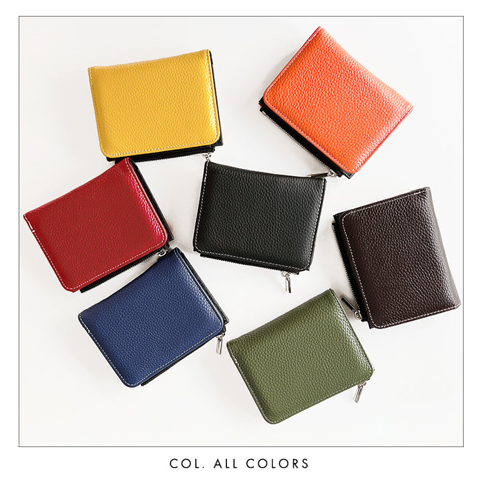 【財布の百貨店公式】 本革 二つ折り財布 上品な型押し てのひら財布 レディース メンズ カード収納 小銭入れ コインケース付き サイフ ウォレット 革 レザー 牛革 WM-D2-04 【安心の返品保証付き】