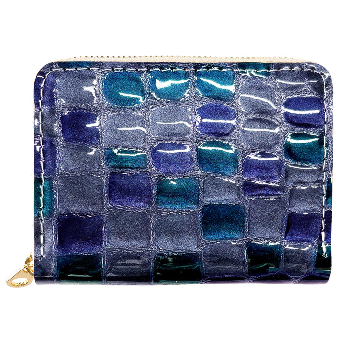 【財布の百貨店公式】 蛇腹 シンプル財布 本革 ちょっと上品なステンドグラス 財布 ラウンド型ファスナー レディース ミニ財布 カード入れ エナメル 牛革 【安心の返品保証付き】