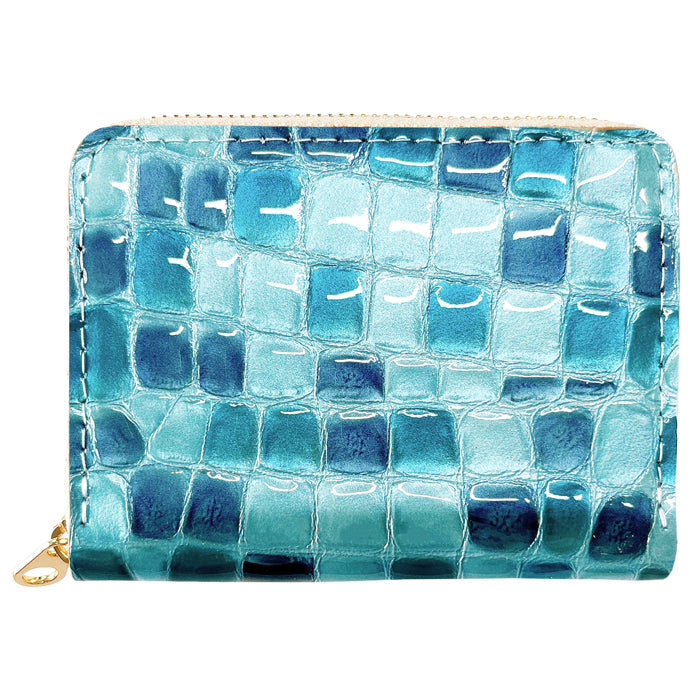 【財布の百貨店公式】 蛇腹 シンプル財布 本革 ちょっと上品なステンドグラス 財布 ラウンド型ファスナー レディース ミニ財布 カード入れ エナメル 牛革 【安心の返品保証付き】