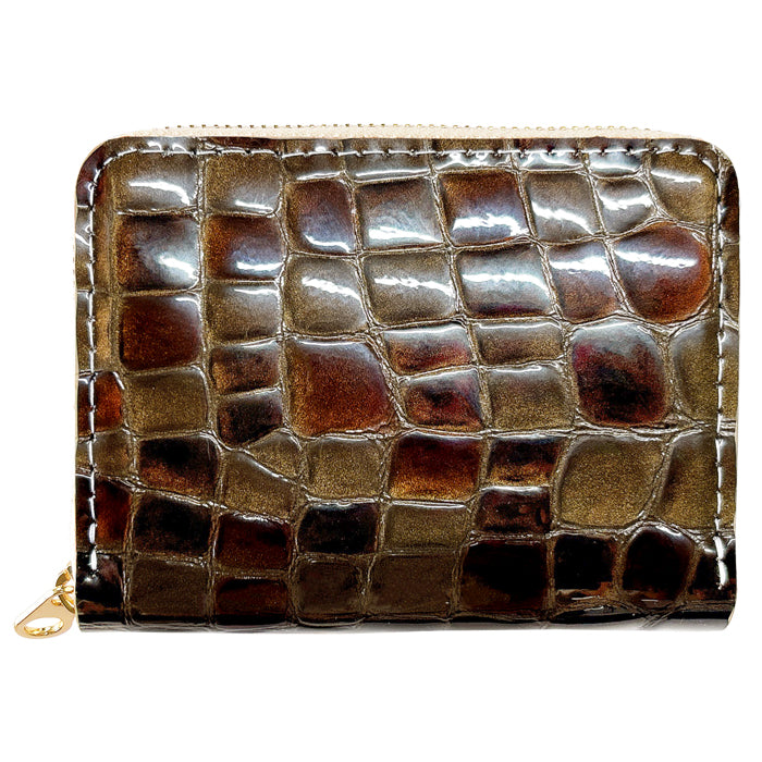 【財布の百貨店公式】 蛇腹 シンプル財布 本革 ちょっと上品なステンドグラス 財布 ラウンド型ファスナー レディース ミニ財布 カード入れ エナメル 牛革 【安心の返品保証付き】