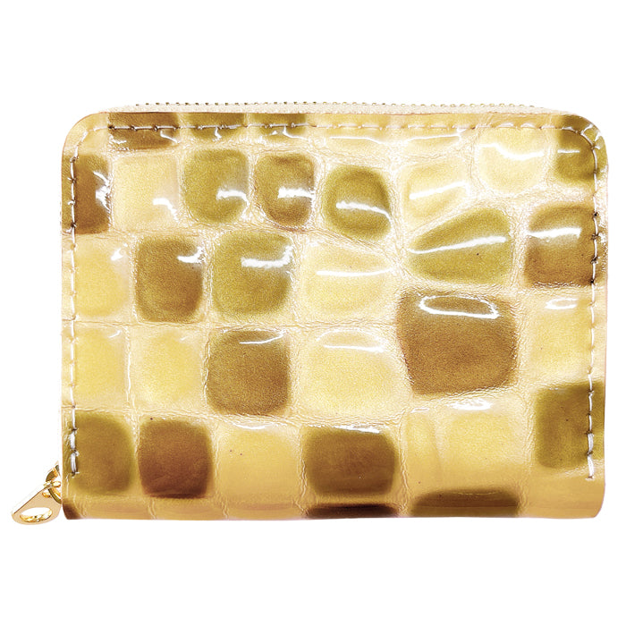 【財布の百貨店公式】 蛇腹 シンプル財布 本革 ちょっと上品なステンドグラス 財布 ラウンド型ファスナー レディース ミニ財布 カード入れ エナメル 牛革 【安心の返品保証付き】